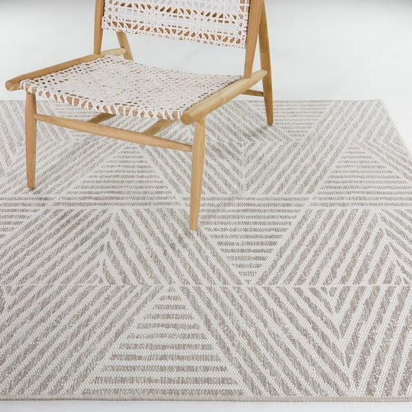 Darcy Taupe 5 ft. 3 in. x 7 ft. Stripe Indoor/Outdoor Area Rug