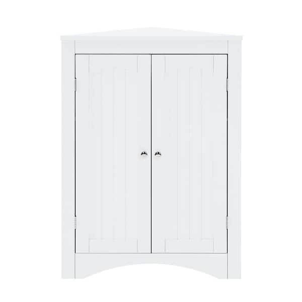 Nivencai 24 in. W x 12.2 in. D x 32 in. H White MDF Freestanding Triangle Corner Linen Cabinet with Adjustable Shelf