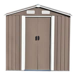 6 ft. W x 4 ft. D Metal Storage Shed 23.4 sq. ft. in Brown with Lockable Door and Vents