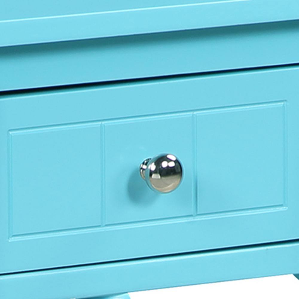 French Country Khloe Sea Foam Accent Table with Storage Shelf