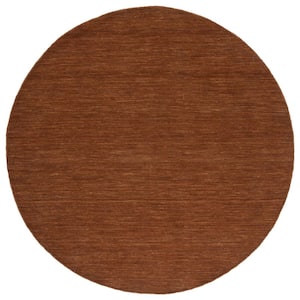 Kilim Brown 6 ft. x 6 ft. Solid Color Round Area Rug