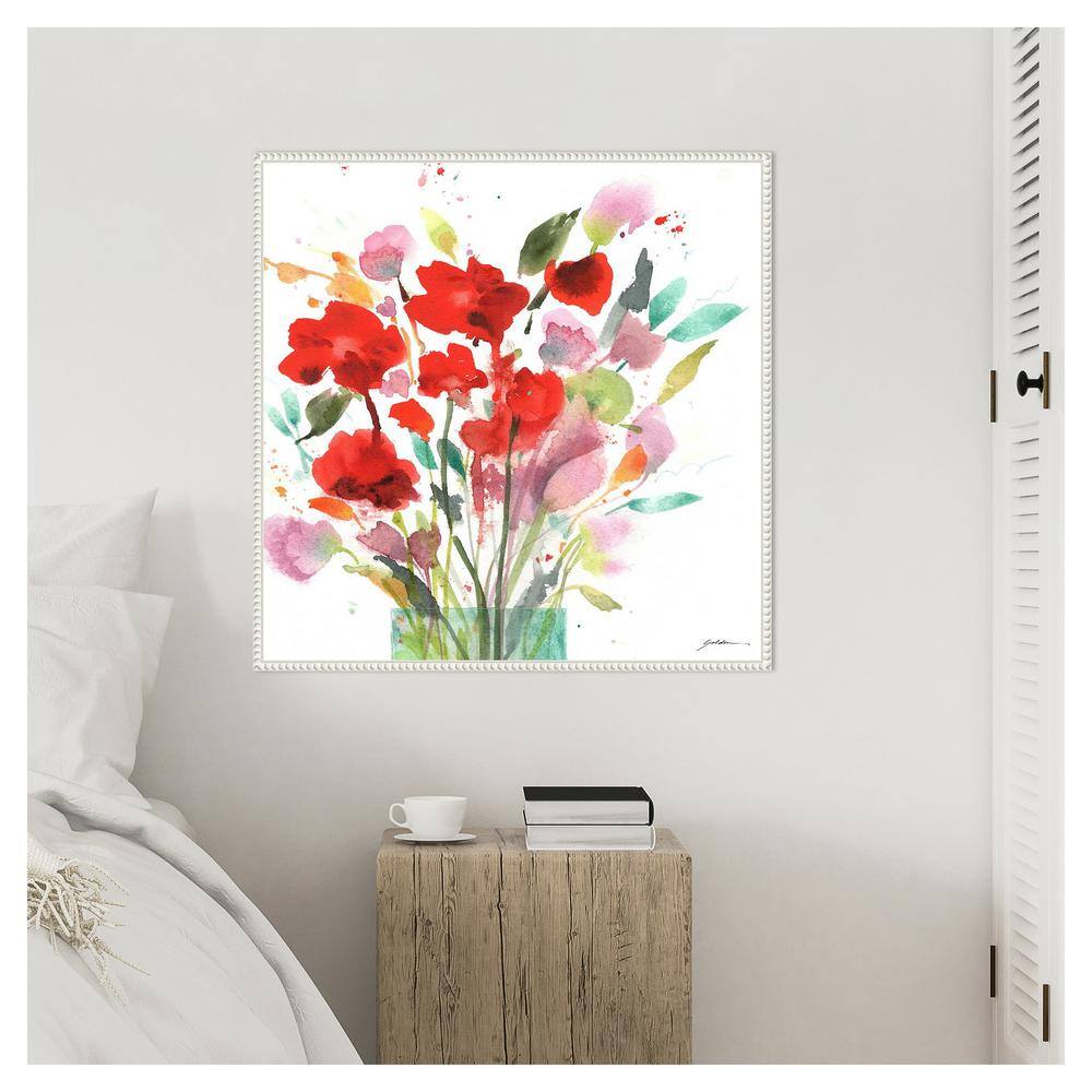 Remembrance Abstract Floral Canvas Print with White Floater Frame