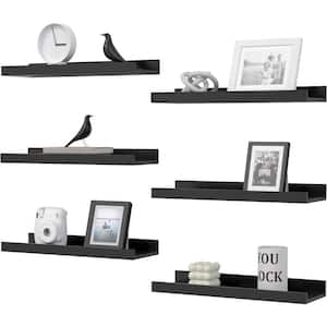 15.6 in. W x 5.1 in. D Modern Black Decorative Wall Shelf (Set of 6)