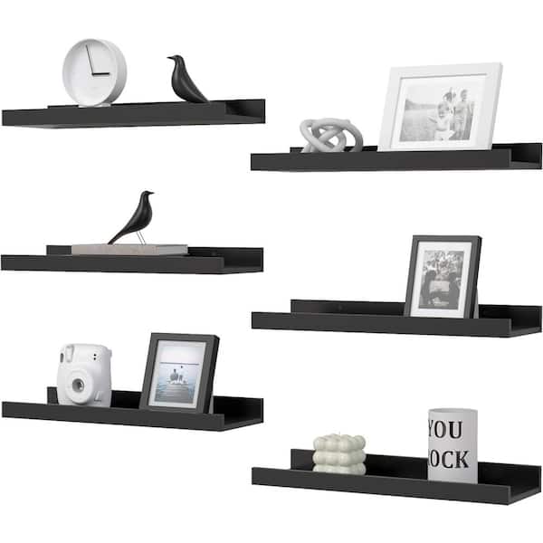 Unbranded 15.6 in. W x 5.1 in. D Modern Black Decorative Wall Shelf (Set of 6)