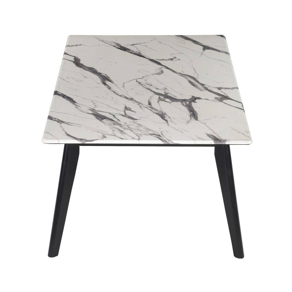 Black and White Rectangular Faux Marble Top Coffee Table