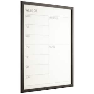 24" x 30" Weekly Priority Dry Erase Whiteboard Calendar, Black