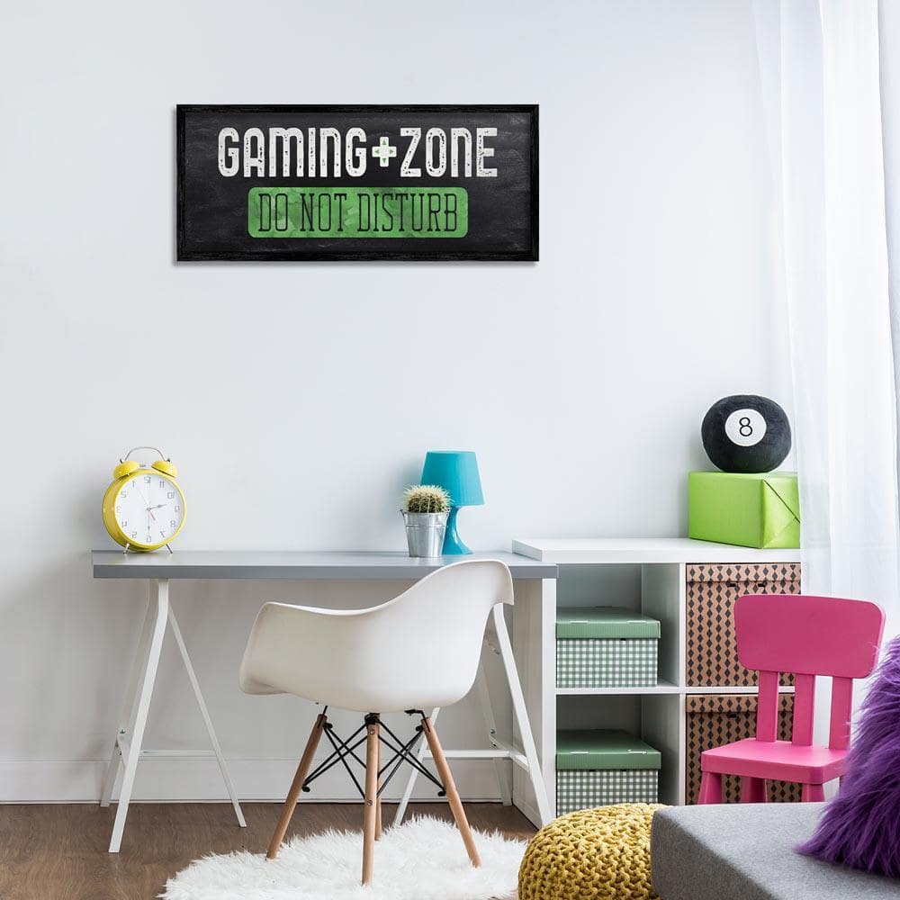 Do Not Disturb Gaming Zone by CAD Designs Black Framed Typography Giclee Art Print 13 in. x 30 in.