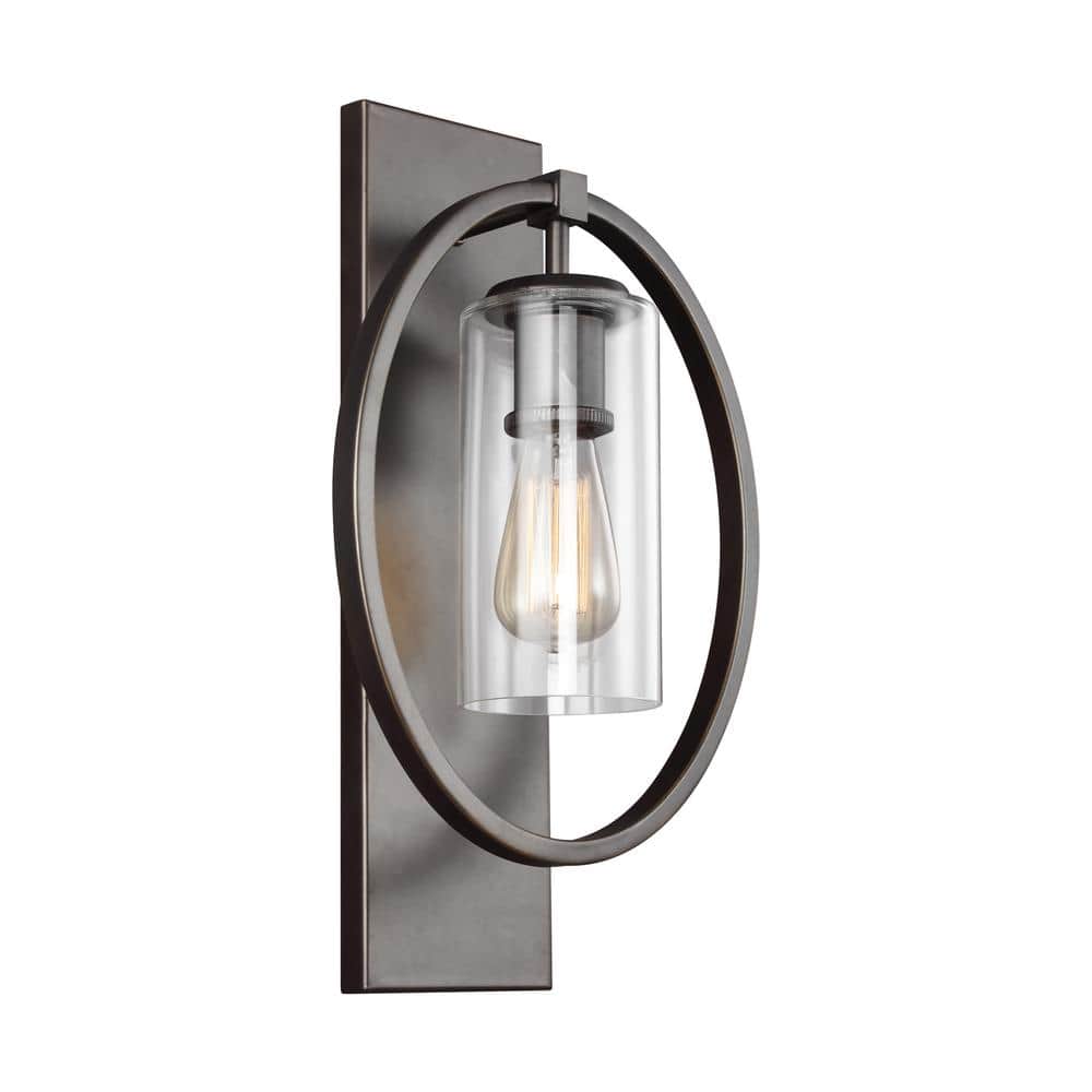 Antique Bronze Dimmable Round Glass Sconce