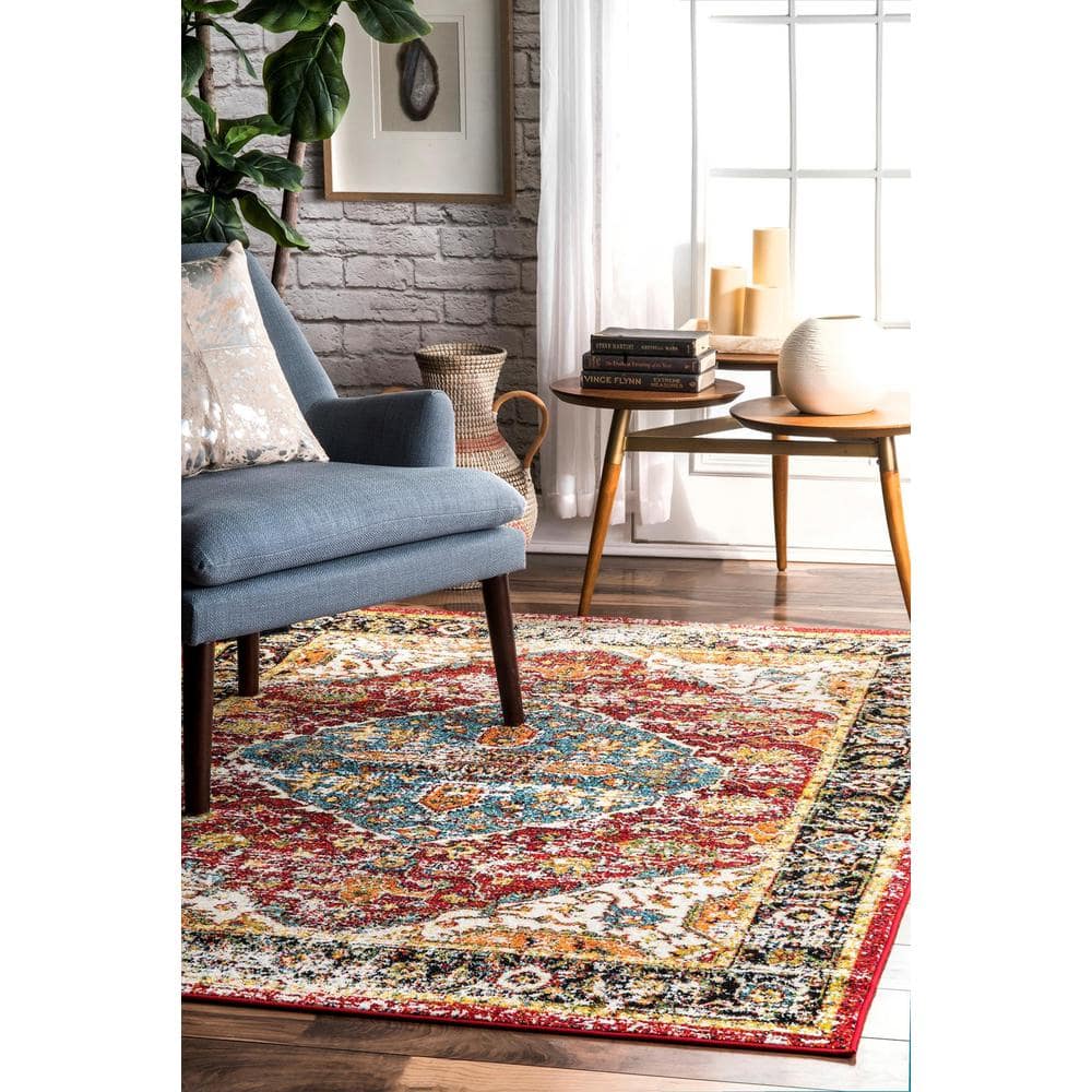 Reversible Multicolor Medallion 4' x 6' Synthetic Area Rug