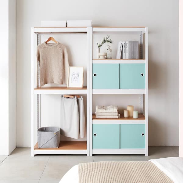Best Home Fashion Kepsuul 4 Shelf + 2 Door Customizable Modular Shelving and Storage Unit