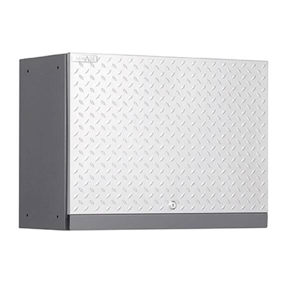 NewAge Products Performance Diamond Plate 18 in. H x 24 in. W x 12 in. D Wall Garage Cabinet in Silver
