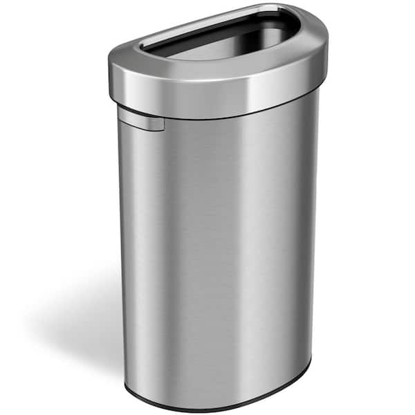 23 Gal. / 87 Liter Stainless Steel Semi-Round Open Top Household Metal Trash Can