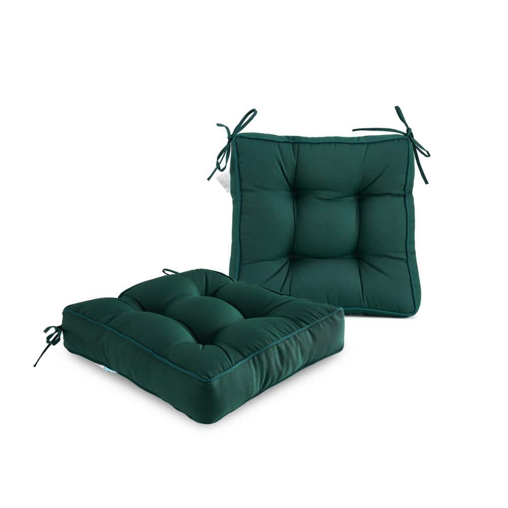 BLISSWALK Invisible Green Outdoor Seat Cushions Pack of 2 Tufted Patio