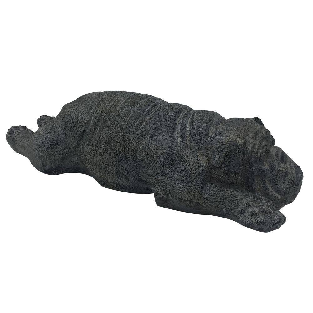 Black Polyresin Sleeping Bulldog Statue 23 in. FC10150 The Home Depot
