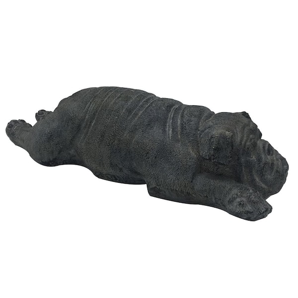 Unbranded Black Polyresin Sleeping Bulldog Statue 23 in.