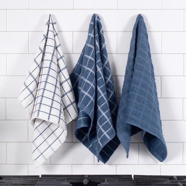 RITZ Terry Plaid Cotton Kitchen Towel and Dish Cloth Federal Blue Set of  3-Towels and 3-Dish Cloths 95524A - The Home Depot