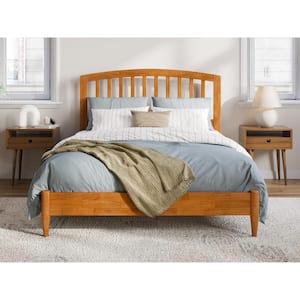Quincy Light Toffee Natural Bronze Solid Wood Frame Full Low Profile Platform Bed