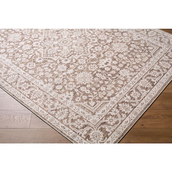 Nabela Noor Home Maan Dark Brown/Oatmeal Traditional 1 ft. x 2 ft. Machine Woven Area Rug