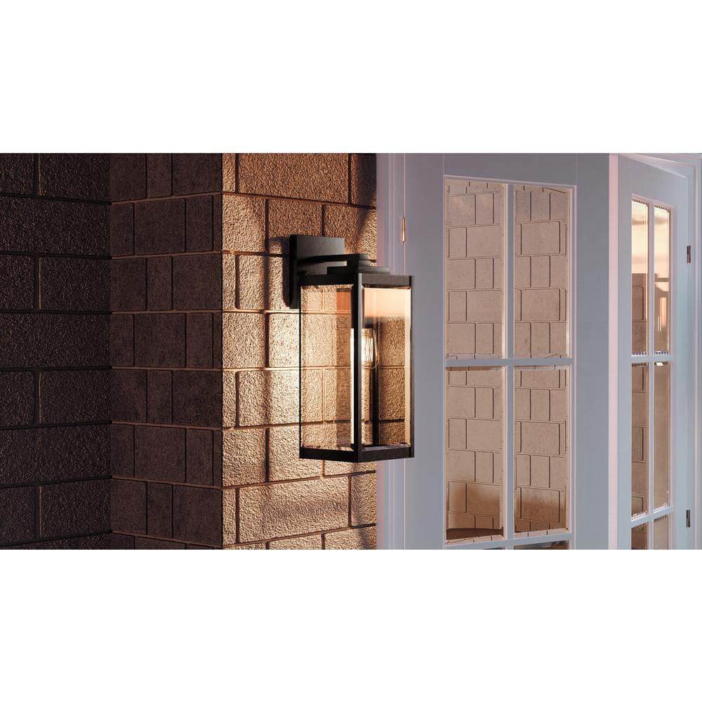 20" Black and Bronze Steel Outdoor Wall Lantern