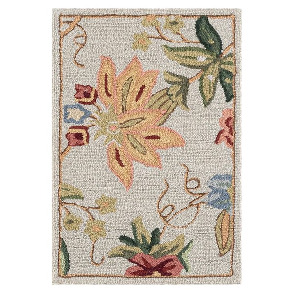 Chelsea 2 ft. x 3 ft. Gray Gradient Border Floral Area Rug