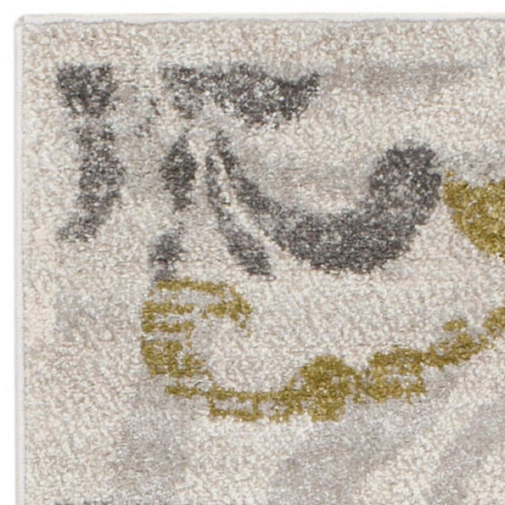 Ivory and Light Grey Synthetic Easy Care Runner Rug 2'3" x 9'