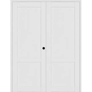 48 in. x 96 in. 2-Panel Shaker Left Active Bianco Noble Wood Composite Solid Core Double Prehung Interior Door
