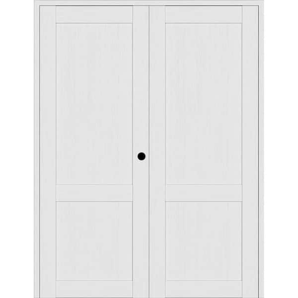 Belldinni 48 in. x 96 in. 2-Panel Shaker Left Active Bianco Noble Wood Composite Solid Core Double Prehung Interior Door