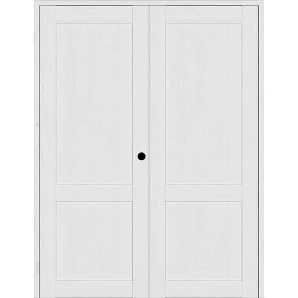 Belldinni 72 in. x 96 in. 2-Panel Shaker Left Active Bianco Noble Wood Composite Solid Core Double Prehung Interior Door