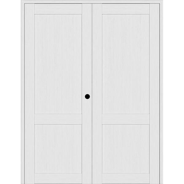 Belldinni 2 Panel Shaker 5684 in. Left Active Bianco Noble Wood Composite Solid Core Double Prehung Interior Door