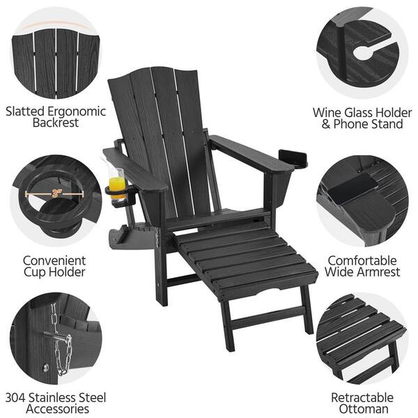 Yaheetech Adirondack Chair All Weather Outdoor Patio Folding Fire