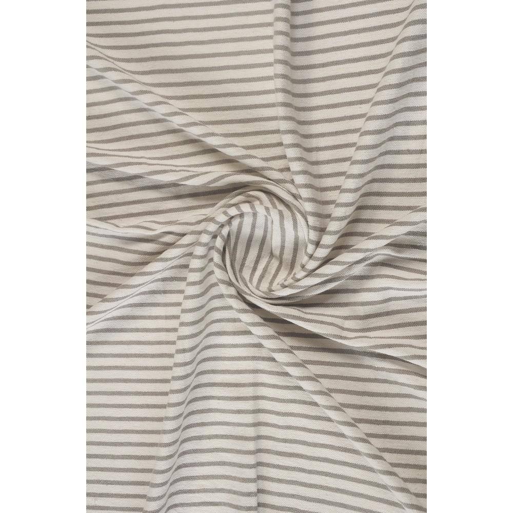 Gray and White Cotton Striped Throw Blanket with Tassels