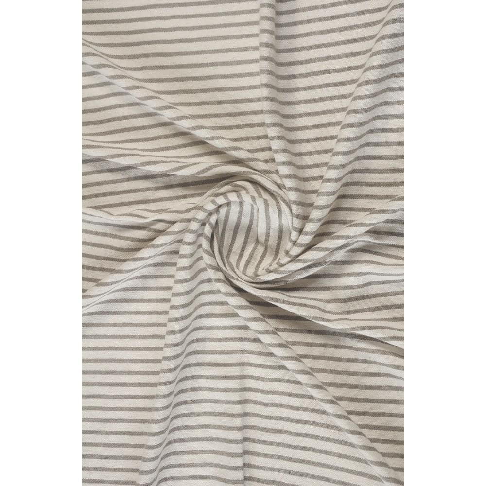 Gray and White Cotton Striped Throw Blanket with Tassels