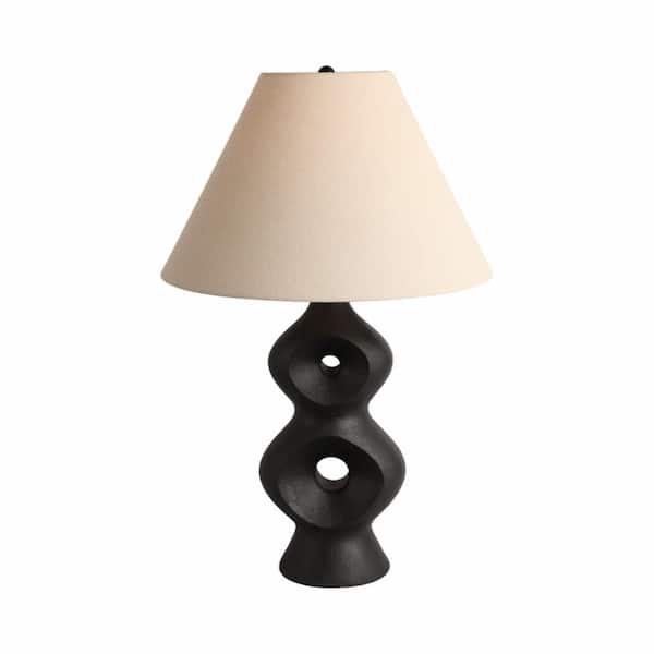 Liv & Skye 28 in. Black/Tan Ceramic Modern Open Cut-Out Table Lamp