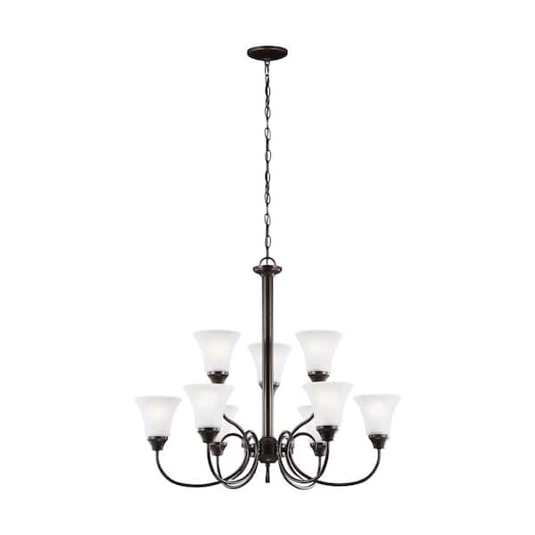Generation Lighting Holman 9-Light Heirloom Bronze Chandelier with LED Bulbs