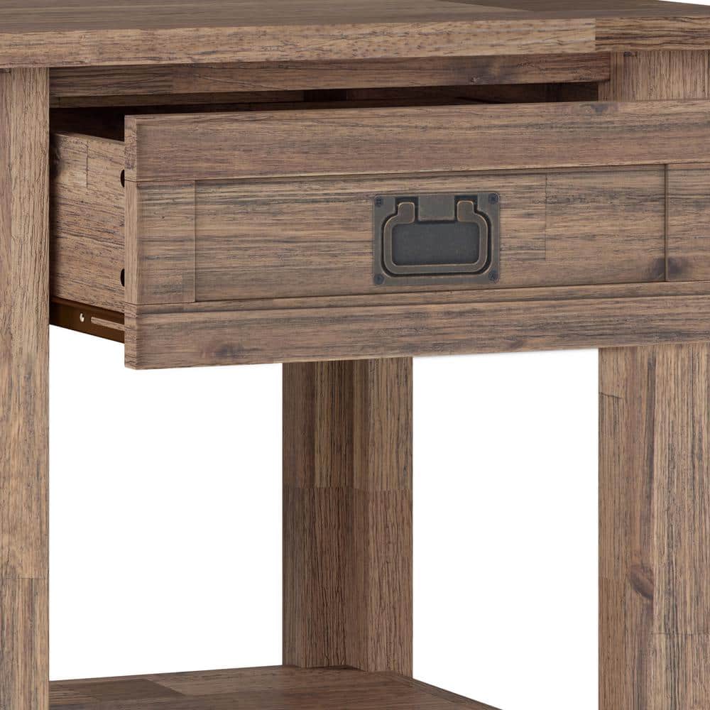 Monroe Rustic Natural Aged Brown Wood End Table with Storage