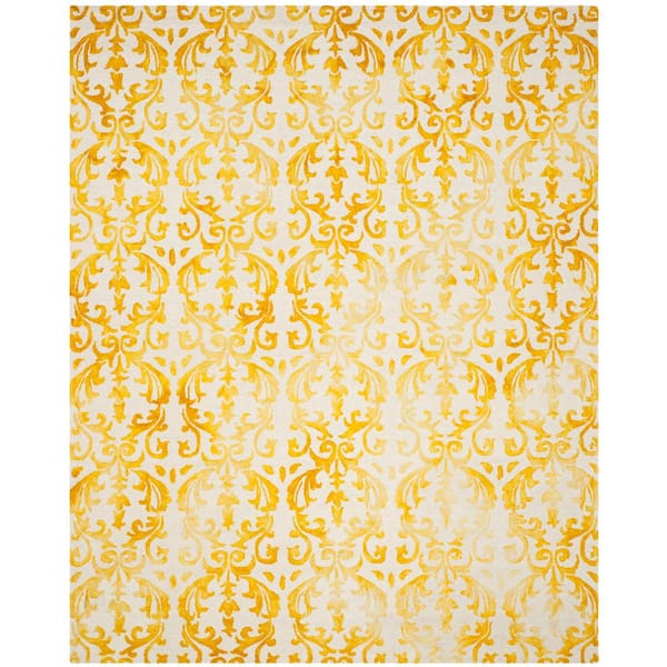 SAFAVIEH Dip Dye Ivory/Gold 9 ft. x 12 ft. Floral Area Rug