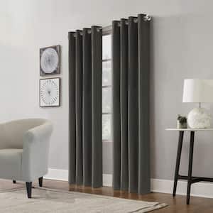 Edison Charcoal 52 in. W x 84 in. L Grommet Total Blackout Curtain Panel