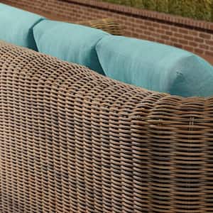 Bentwater Creek Taupe 4-Piece Aluminum Wicker Outdoor Patio Conversation Set with CushionGuard Plus Aloe Cushions