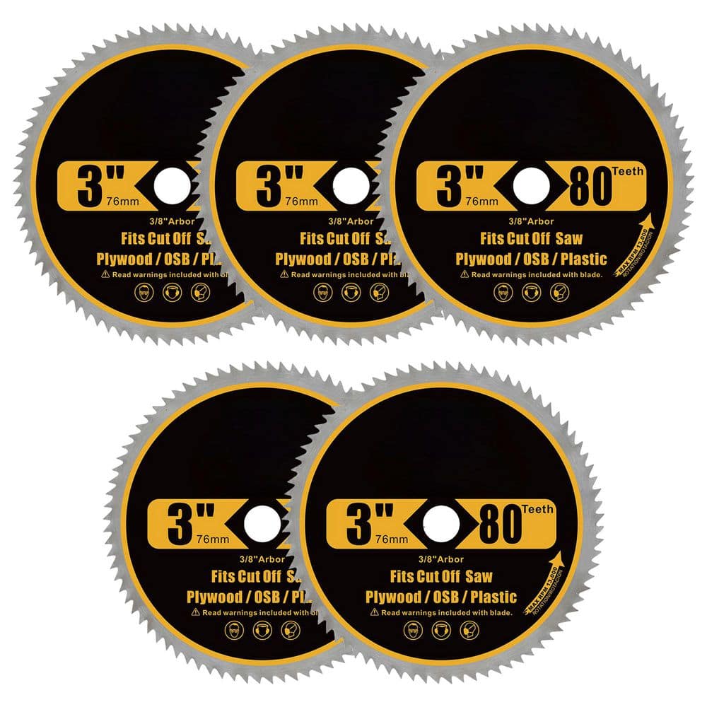 3 in. 80-Tooth Cutting Saw Blade for Plywood OSB Veneer Plastic Steel Circular Saw Blade Accessory 5 Pack price history on PriceWatchPro
