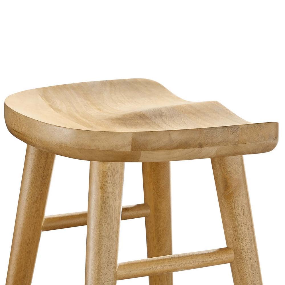 Saville Oak Adjustable Backless Saddle Counter Stools Set