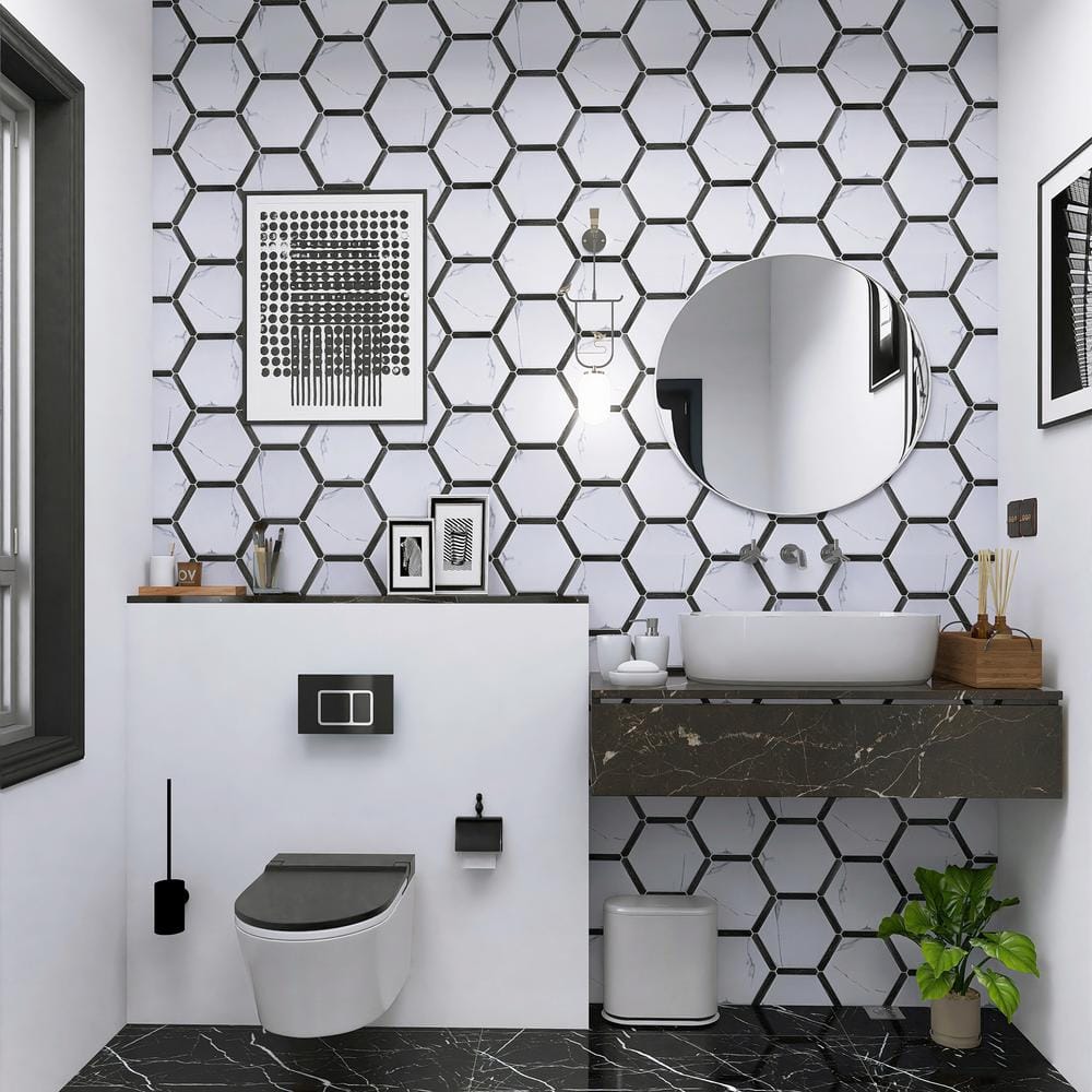 Graphite Gray Hexagon Matte Porcelain Wall & Floor Tile