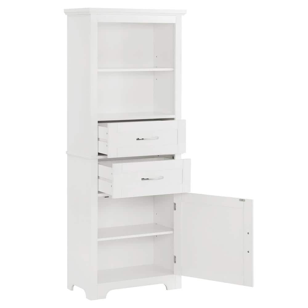 23.63 in. W x 11.82 in. D x 60 in. H Bathroom White Linen Cabinet