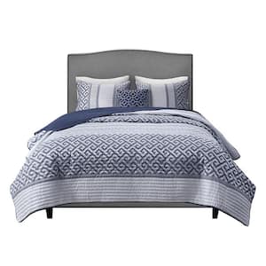 Christian 4-Piece Navy King/California King Reversible Jacquard Coverlet Set