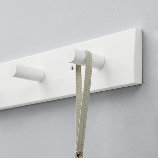 Home Decorators Collection 23 in. White Hook Rack with 4 Peg Hooks