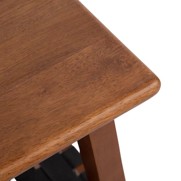 Kate and Laurel Woebeck 18 in. Walnut Brown Rectangle Solid Wood