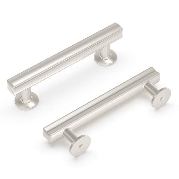 HICKORY HARDWARE Woodward Collection Cabinet Pull 3-3/4 in. (96 mm) Center to Center Satin Nickel Finish Modern Zinc Bar Pull (1-Pack)