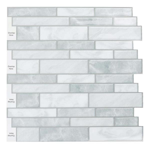 Jeedeson 11.8 in. x 11.8 in. Vinyl Peel and Stick Backsplash Wall Tile for Kitchen and Bathroom, Gray (10-Sheet)