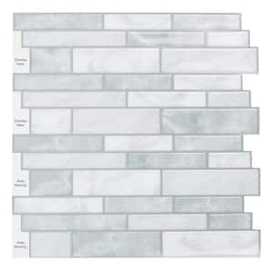 11.8 in. x 11.8 in. Vinyl Peel and Stick Backsplash Wall Tile for Kitchen and Bathroom, Gray (10-Sheet)