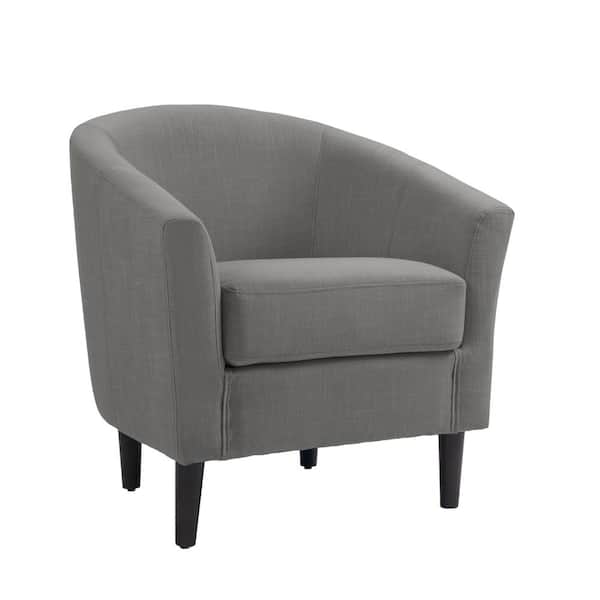 Uixe Khaki Linen Upholstered Barrel Arm Chair(Set of 1)
