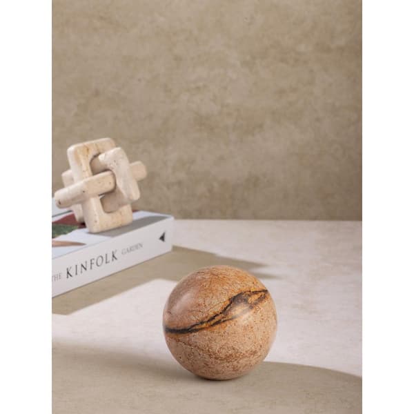 GAURI KOHLI Forest Brown Marble Sphere Object GK51175 - The Home Depot